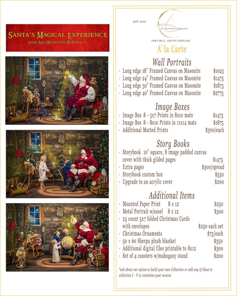 Santa Portrait Pricing